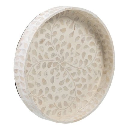 Tablett für Snacks Beige Perlmutt 35 x 35 x 5 cm Holz MDF
