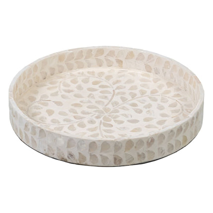 Tablett für Snacks Beige Perlmutt 35 x 35 x 5 cm Holz MDF