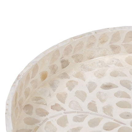 Tablett für Snacks Beige Perlmutt 35 x 35 x 5 cm Holz MDF