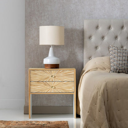 Beistelltisch 56 x 46 x 58 cm Beige Bambus Holz MDF