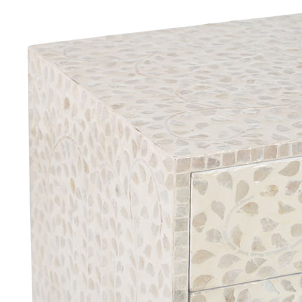 Beistelltisch 56 x 46 x 58 cm Beige Perlmutt Holz MDF