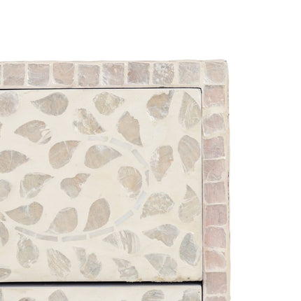 Beistelltisch 56 x 46 x 58 cm Beige Perlmutt Holz MDF