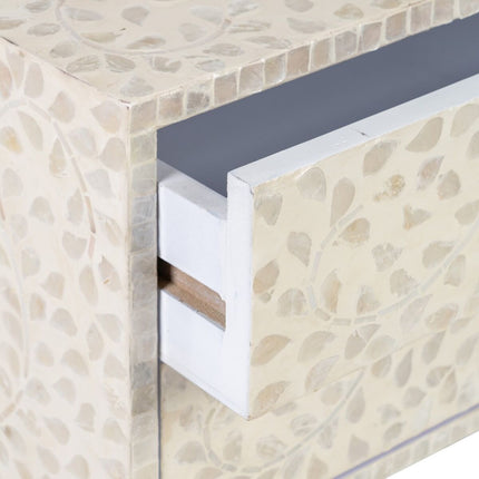 Beistelltisch 56 x 46 x 58 cm Beige Perlmutt Holz MDF