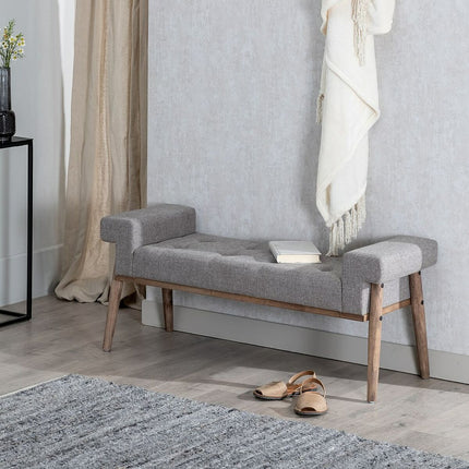 Hocker 120 x 40 x 50 cm synthetische Stoffe Grau Holz