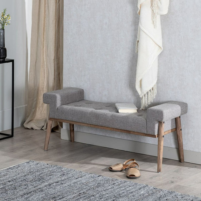 Hocker 120 x 40 x 50 cm synthetische Stoffe Grau Holz
