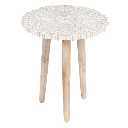 Beistelltisch 45 x 45 x 53 cm Weiß Mango-Holz