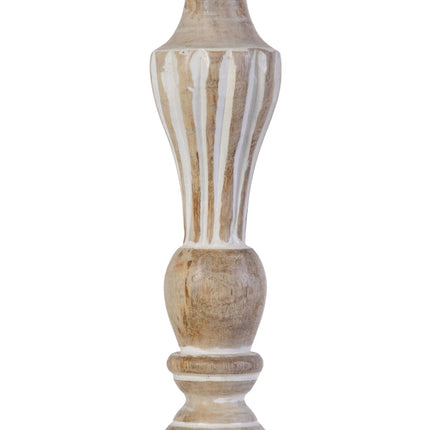 Kerzenschale 14 x 14 x 37,5 cm Metall Holz Weiß (3 Stück)