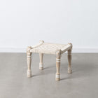 Hocker 46 x 46 x 40 cm Holz Schnur Weiß