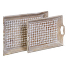 Tablett für Snacks 52,5 x 35 x 6 cm Weiß Mango-Holz (2 Stück)