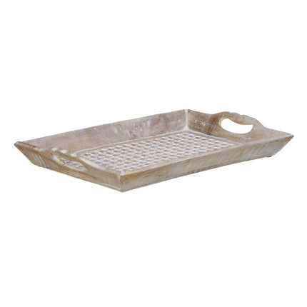 Tablett für Snacks 52,5 x 35 x 6 cm Weiß Mango-Holz (2 Stück)