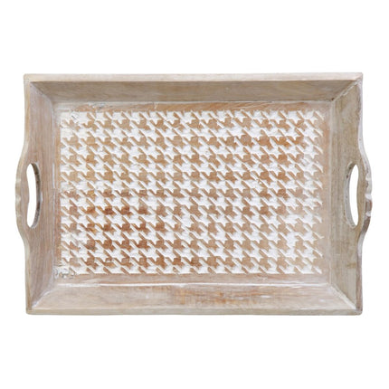 Tablett für Snacks 52,5 x 35 x 6 cm Weiß Mango-Holz (2 Stück)