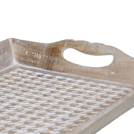 Tablett für Snacks 52,5 x 35 x 6 cm Weiß Mango-Holz (2 Stück)