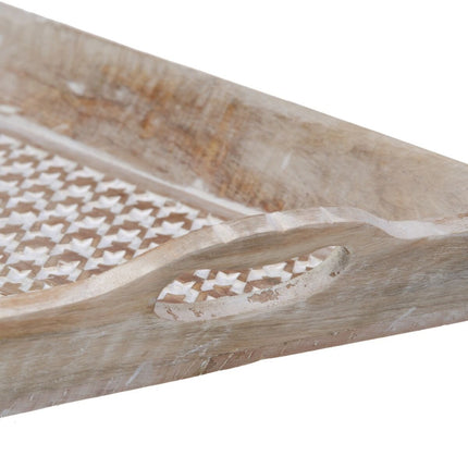 Tablett für Snacks 52,5 x 35 x 6 cm Weiß Mango-Holz (2 Stück)