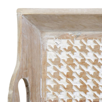Tablett für Snacks 52,5 x 35 x 6 cm Weiß Mango-Holz (2 Stück)