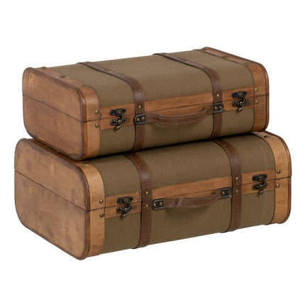 Truhensatz 50 x 36 x 20 cm synthetische Stoffe Holz (2 Stücke)