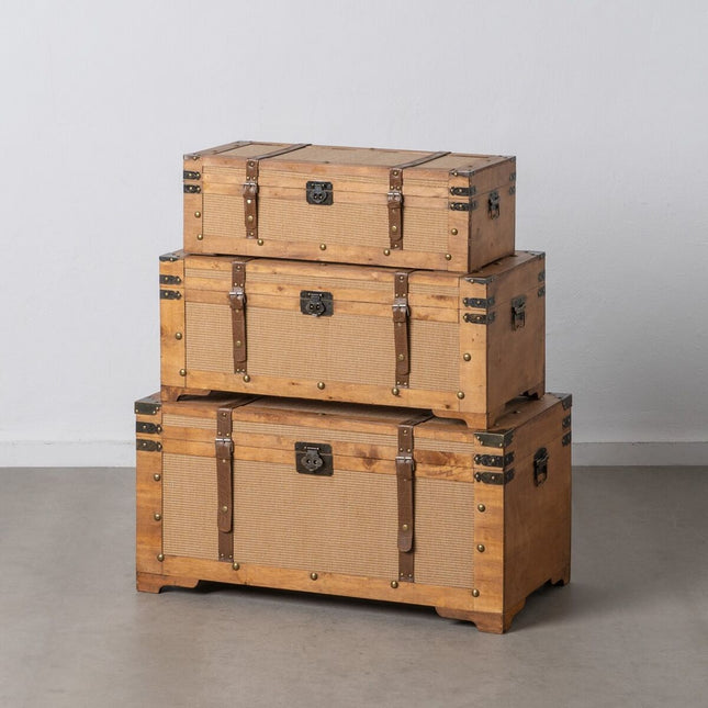 Truhensatz 90 x 47 x 45 cm synthetische Stoffe Holz (3 Stücke)