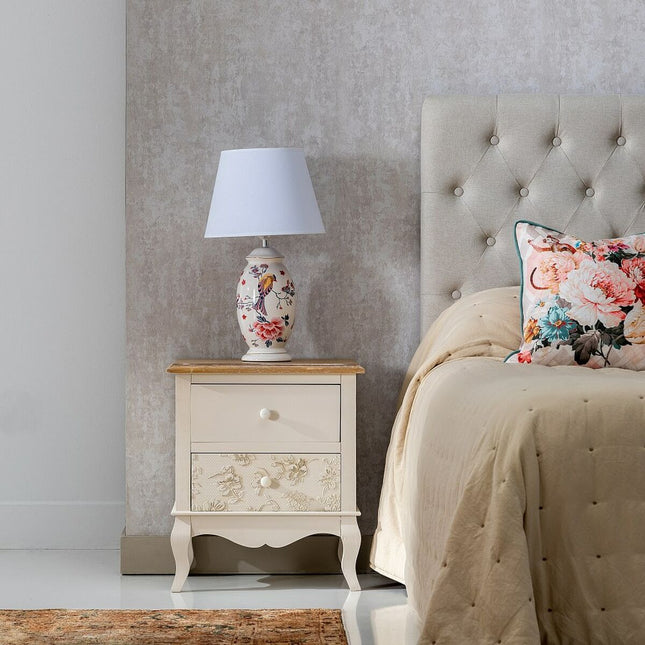 Nachttisch SIRA 48 x 35 x 55 cm natürlich Holz Weiß Holz MDF DMF