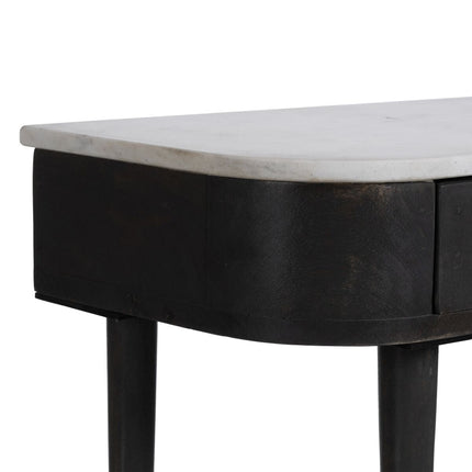 Nachttisch 50 x 30 x 50 cm Grau Holz Weiß Marmor