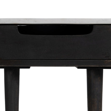 Nachttisch 50 x 30 x 50 cm Grau Holz Weiß Marmor