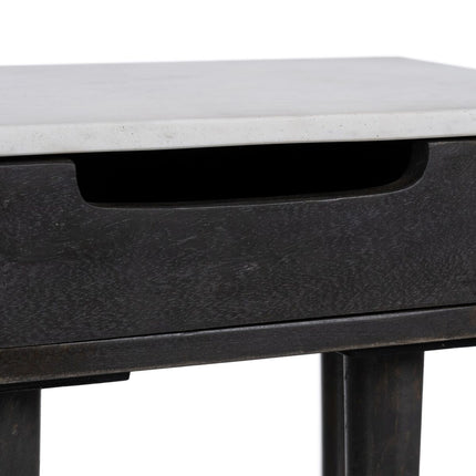 Nachttisch 50 x 30 x 50 cm Grau Holz Weiß Marmor