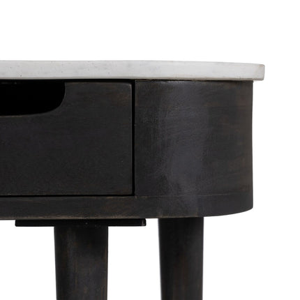 Nachttisch 50 x 30 x 50 cm Grau Holz Weiß Marmor