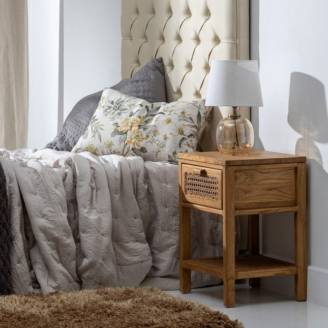 Nachttisch BATARI natürlich Holz Rattan