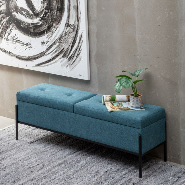 Truhe 123 x 40 x 43 cm synthetische Stoffe Metall
