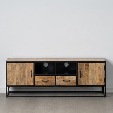 TV-Möbel MARA natürlich Schwarz Holz Eisen 150 x 40 x 55 cm