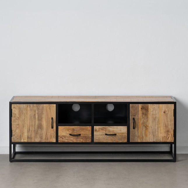 TV-Möbel MARA natürlich Schwarz Holz Eisen 150 x 40 x 55 cm