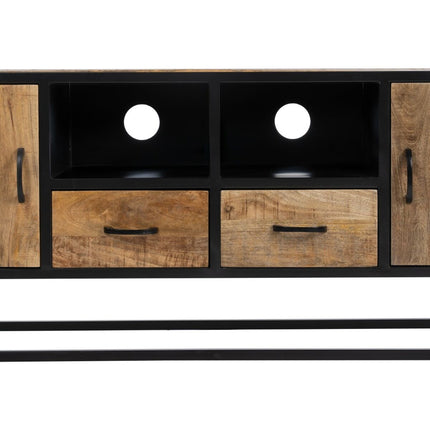 TV-Möbel MARA natürlich Schwarz Holz Eisen 150 x 40 x 55 cm