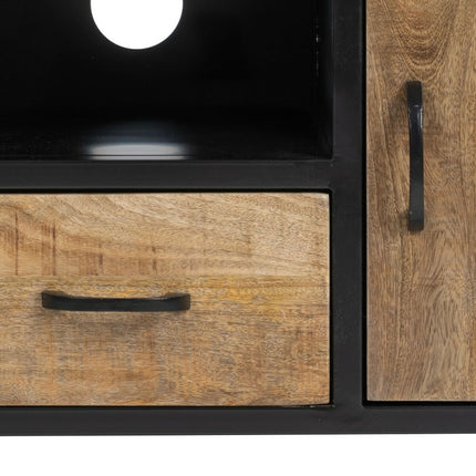 TV-Möbel MARA natürlich Schwarz Holz Eisen 150 x 40 x 55 cm