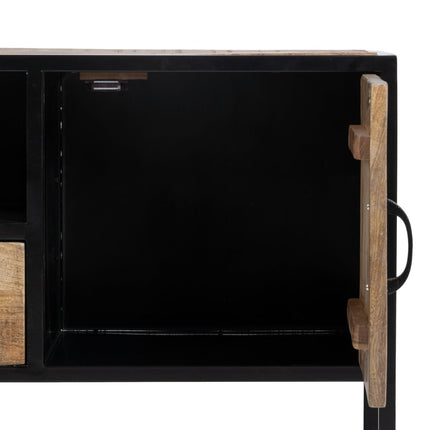 TV-Möbel MARA natürlich Schwarz Holz Eisen 150 x 40 x 55 cm