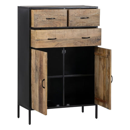 Schrank MANGO 85 x 40 x 130 cm natürlich Schwarz Holz Eisen