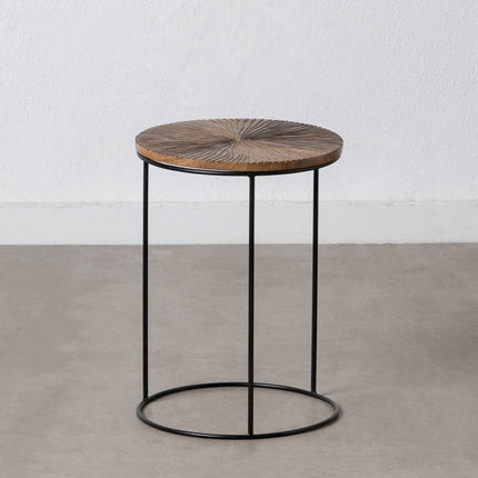 Beistelltisch natürlich Schwarz Metall Holz 30 x 30 x 42 cm