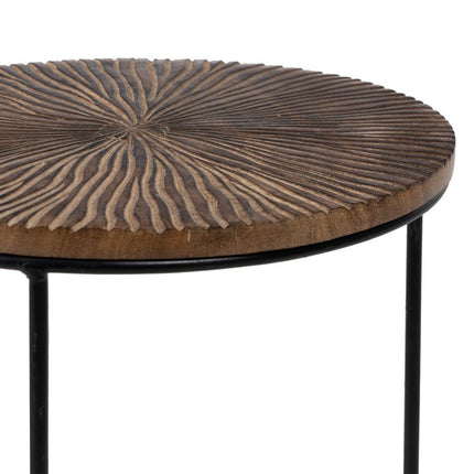 Beistelltisch natürlich Schwarz Metall Holz 30 x 30 x 42 cm