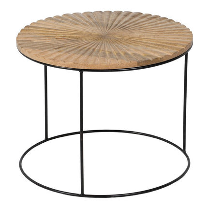 Beistelltisch 53 x 53 x 42 cm natürlich Schwarz Metall Holz