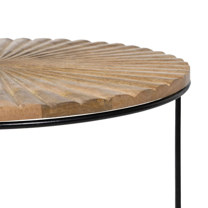 Beistelltisch 53 x 53 x 42 cm natürlich Schwarz Metall Holz