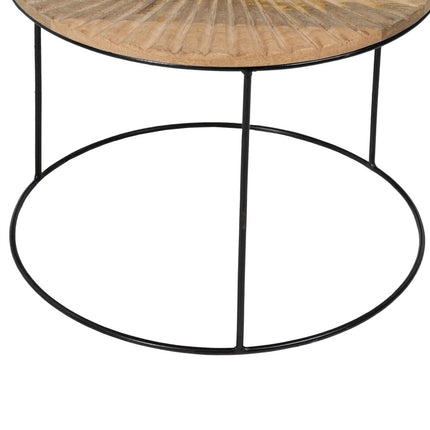 Beistelltisch 53 x 53 x 42 cm natürlich Schwarz Metall Holz