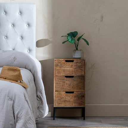 Nachttisch Schwarz natürlich Eisen Mango-Holz 32 x 25 x 63,5 cm