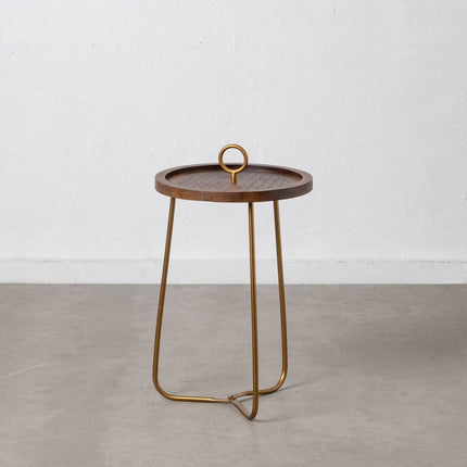Beistelltisch Gold Holz Braun Eisen 38 x 38 x 66 cm
