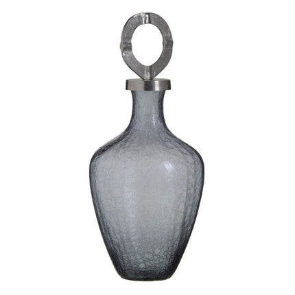 Vase Kristall Grau Metall Silber 23 x 23 x 47 cm