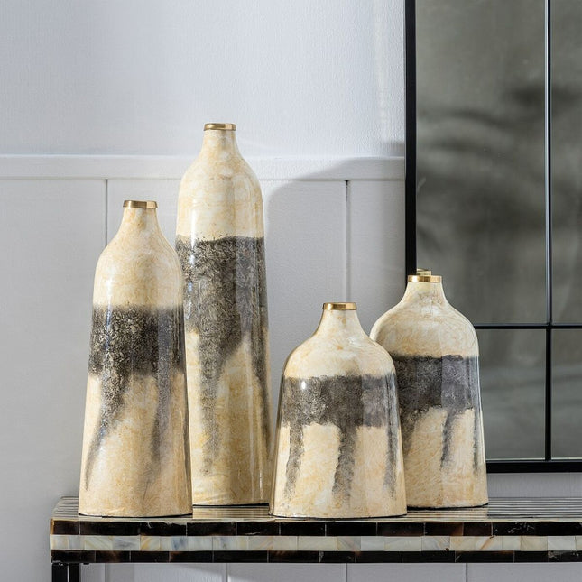 Vase Kristall Grau 18 x 18 x 31 cm Creme