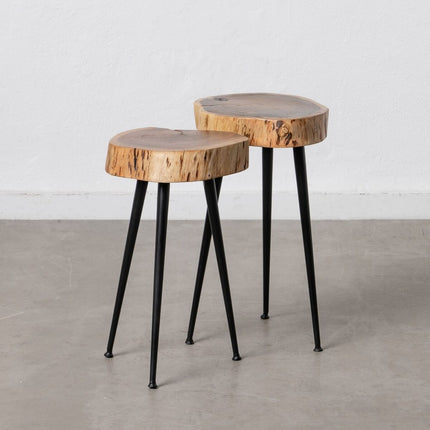 Beistelltisch 38 x 35 x 51 cm natürlich Schwarz Holz Eisen