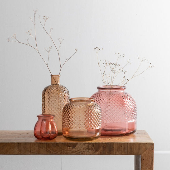 Vase Rosa Recyceltes Glas 24 x 24 x 24 cm