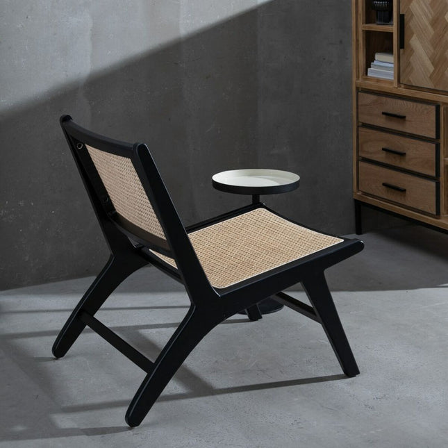 Sessel 60,5 x 73,5 x 72,5 cm natürlich Schwarz Holz Rattan