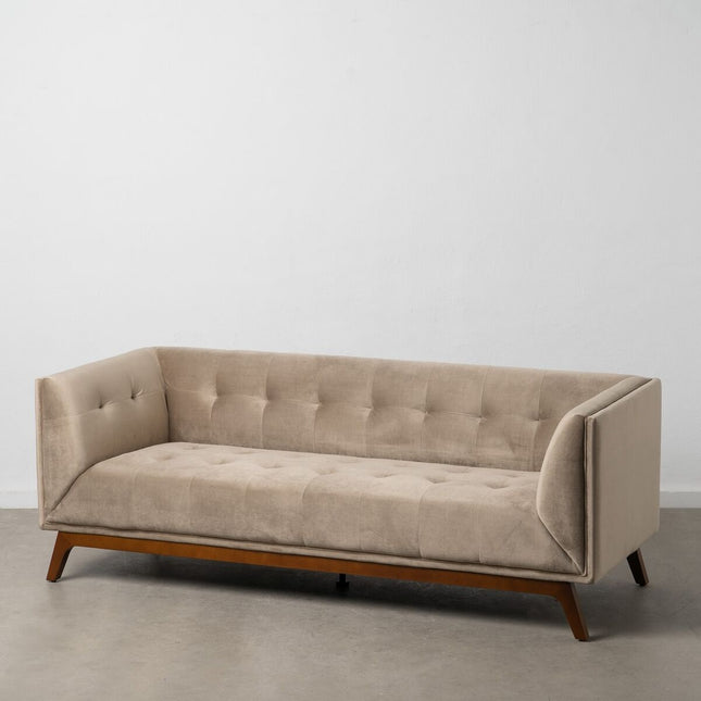 Sofa 198 x 81 x 72 cm Champagner synthetische Stoffe Holz Samt