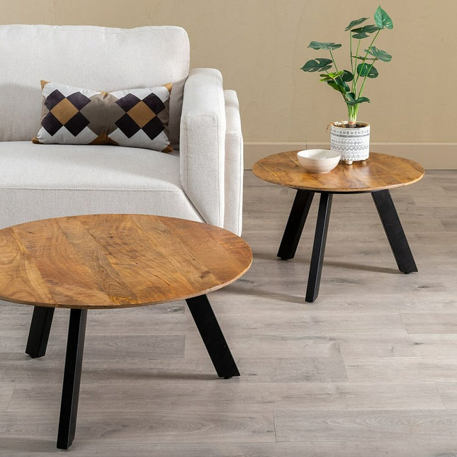 Couchtisch Holz Eisen 80 x 80 x 40 cm