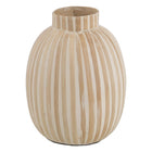 Vase Weiß Beige Bambus 22 x 22 x 28 cm