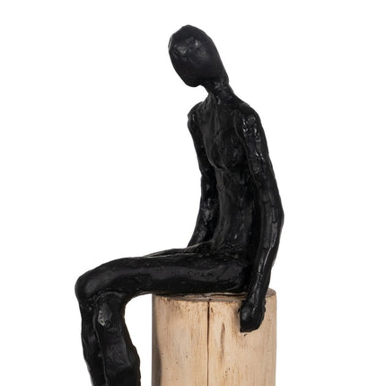 Deko-Figur Schwarz natürlich Herren 14 x 10 x 66 cm