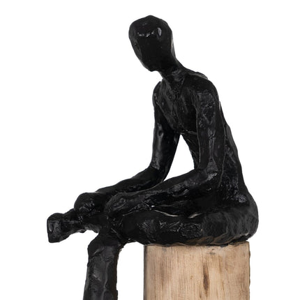 Deko-Figur Schwarz natürlich Herren 18 x 13 x 76 cm